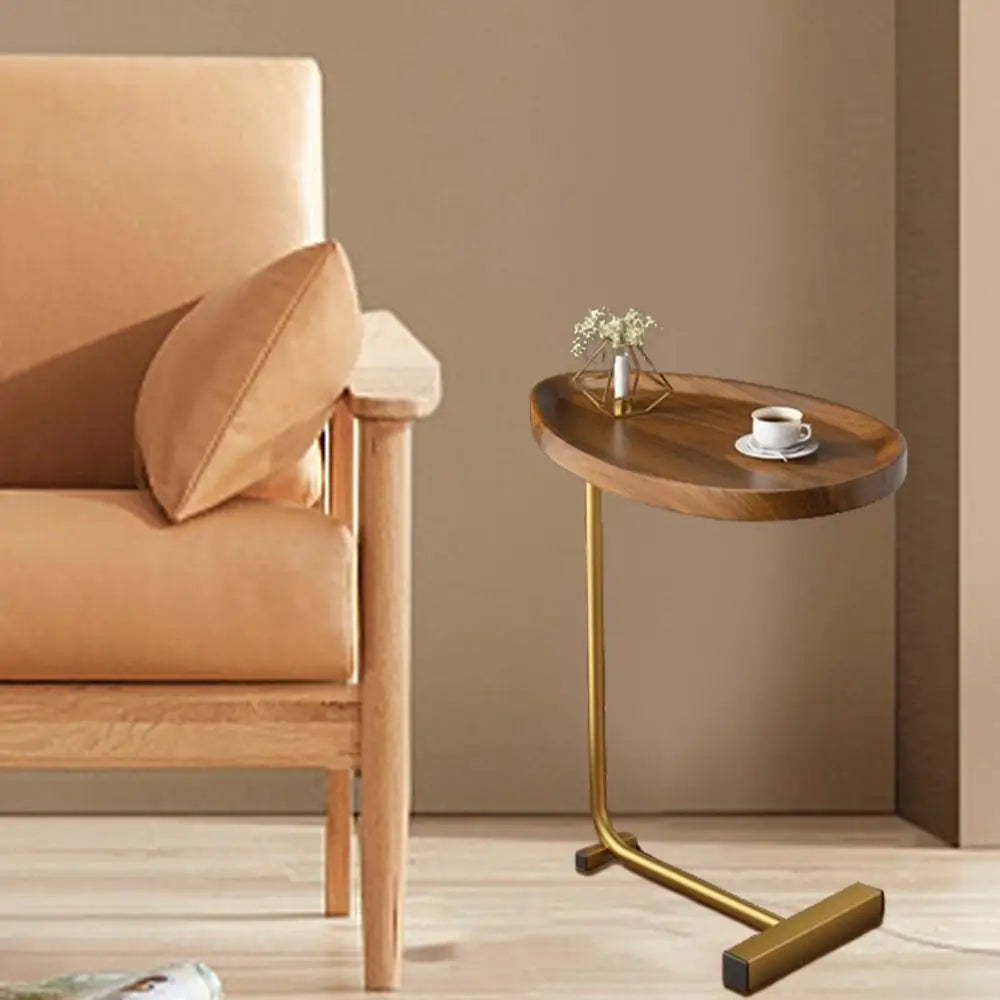 C-Shaped Rustic Side Table