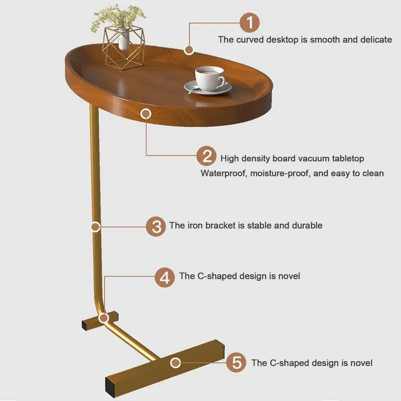 C-Shaped Rustic Side Table
