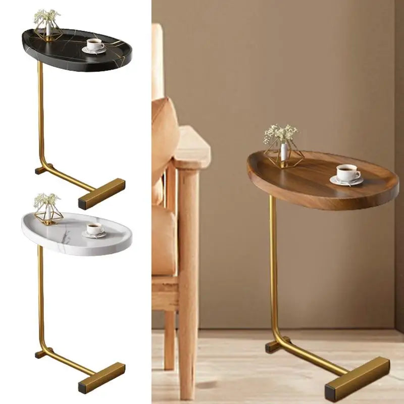 C-Shaped Rustic Side Table