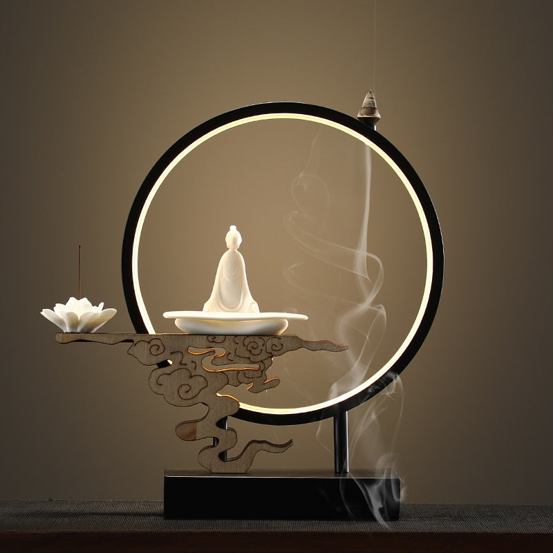 Backflow LED incense burner