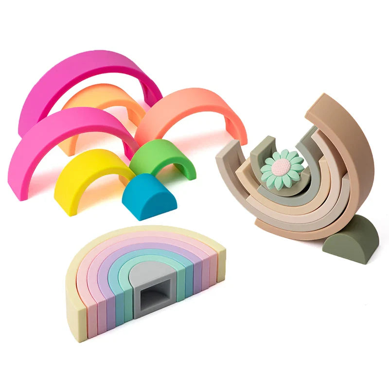 Silicone Rainbow Building Toy