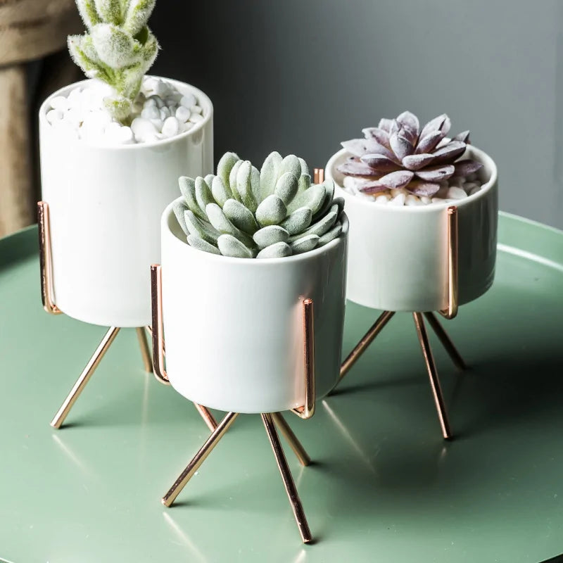 Nordic Style Ceramic Iron Art Vase Set