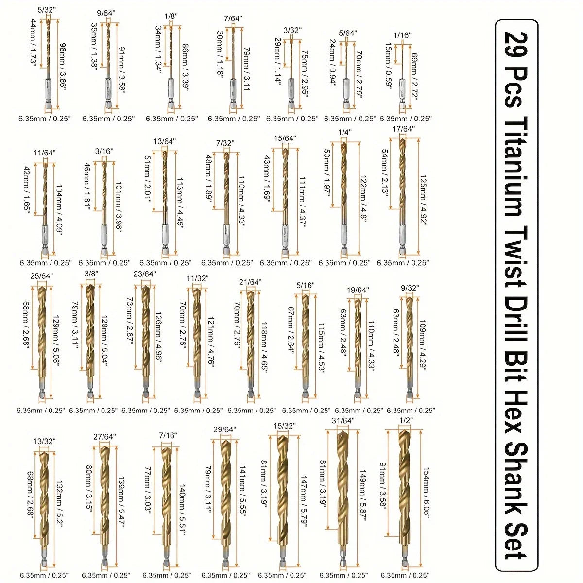 Titanium Impact Drill Bit Set - 30 Pieces