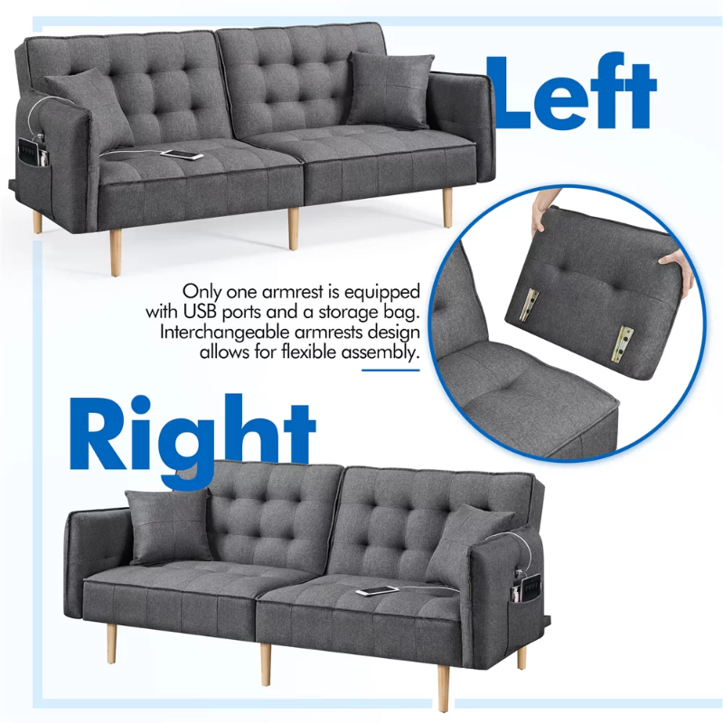 Minimalist Memory Foam Sofa Bed with USB ports