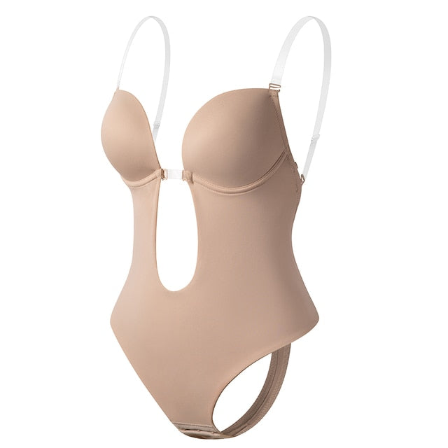 Women Backless Deep Bodysuit Shapewear