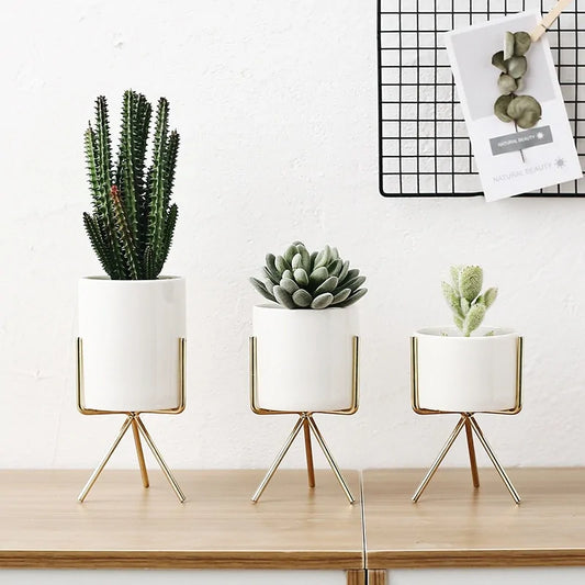 Nordic Style Ceramic Iron Art Vase Set