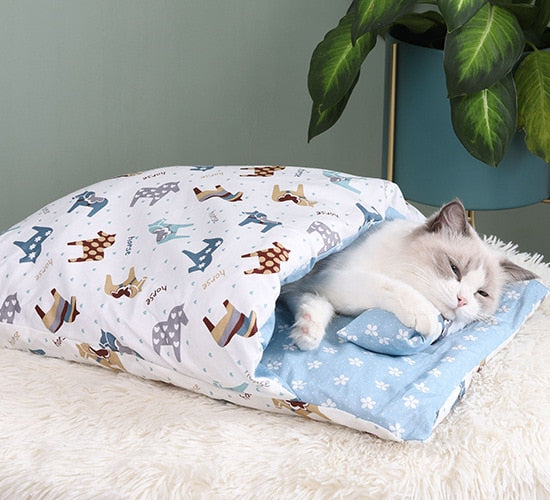 Adorable Japanese Futon Sleeping Bed for Cats