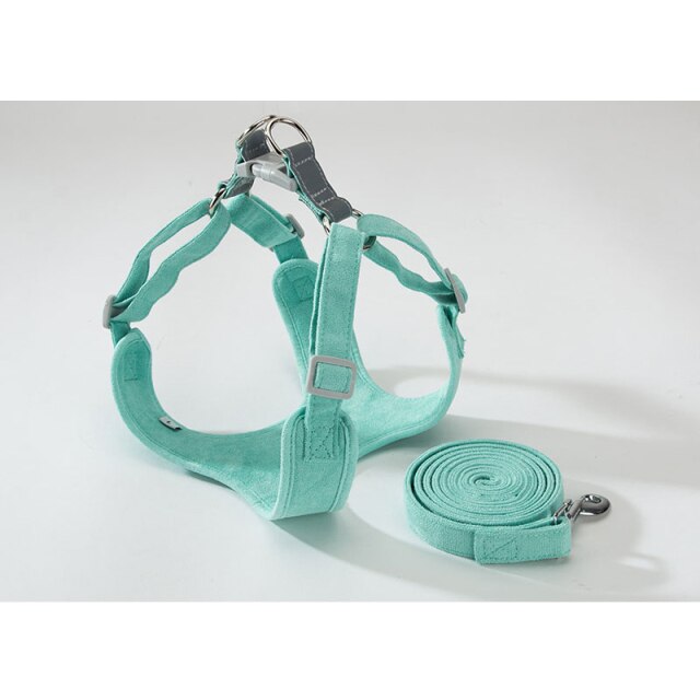 Soft Suede French Bulldog Harness And Leash