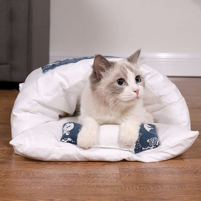 Adorable Japanese Futon Sleeping Bed for Cats