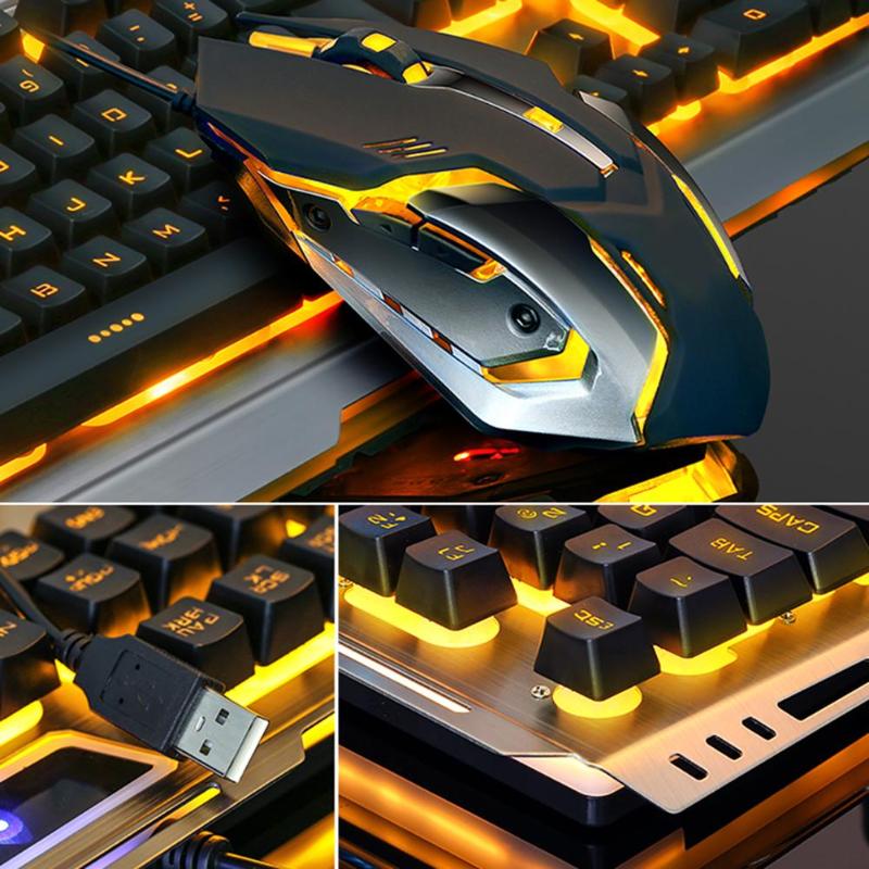 USB Wired Ergonomic Mechanical Keyboard & Mouse Set