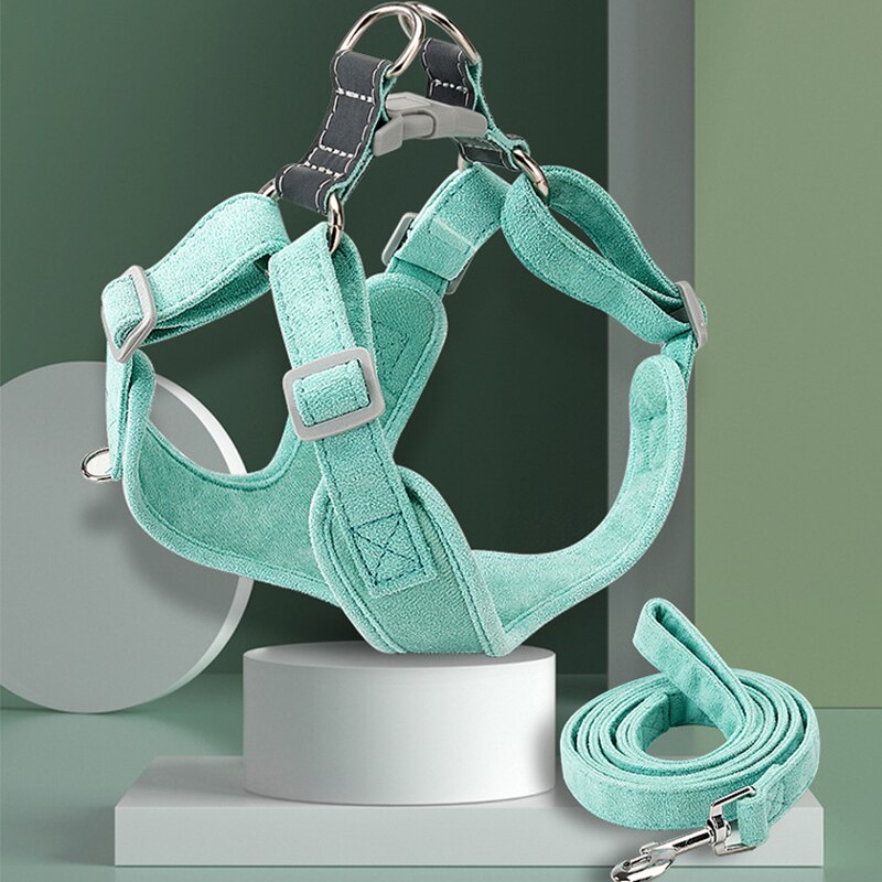 Soft Suede French Bulldog Harness And Leash