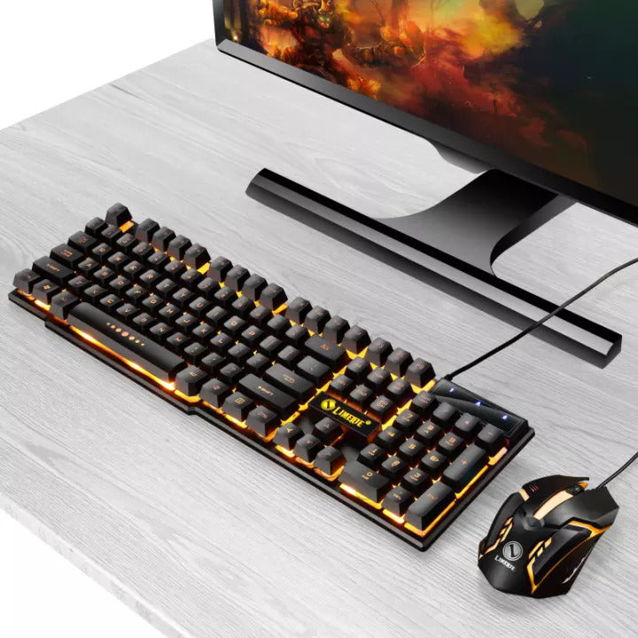 USB Wired Ergonomic Mechanical Keyboard & Mouse Set