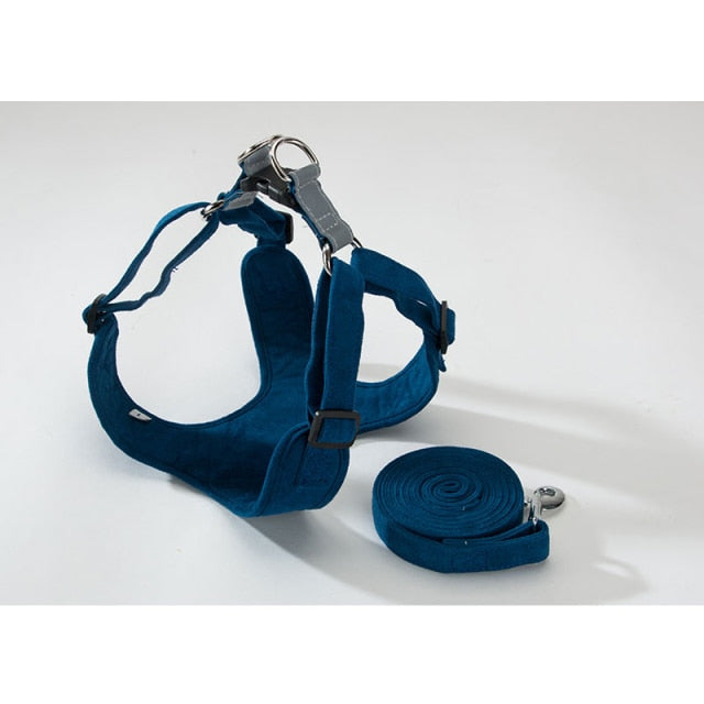 Soft Suede French Bulldog Harness And Leash