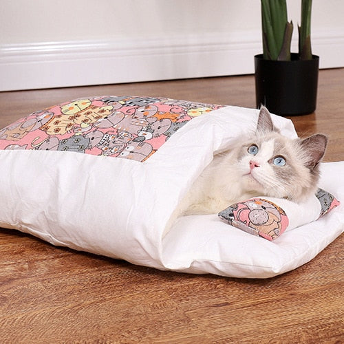 Adorable Japanese Futon Sleeping Bed for Cats