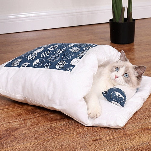 Adorable Japanese Futon Sleeping Bed for Cats