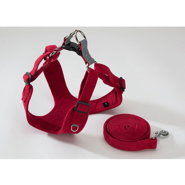 Soft Suede French Bulldog Harness And Leash