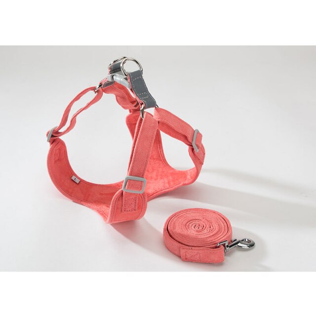 Soft Suede French Bulldog Harness And Leash