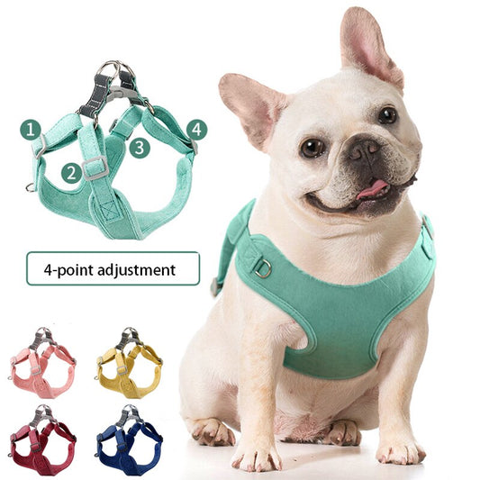 Soft Suede French Bulldog Harness And Leash
