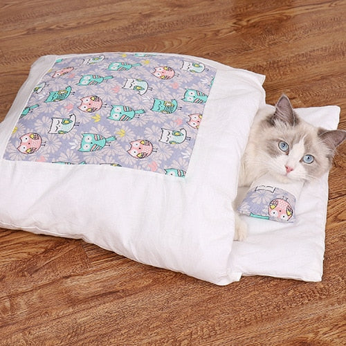 Adorable Japanese Futon Sleeping Bed for Cats