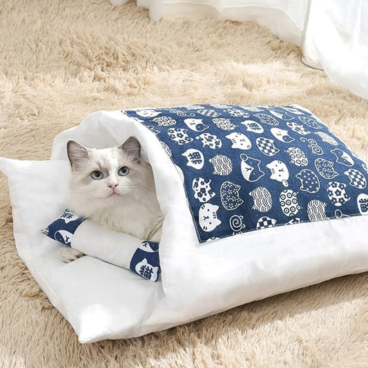 Adorable Japanese Futon Sleeping Bed for Cats